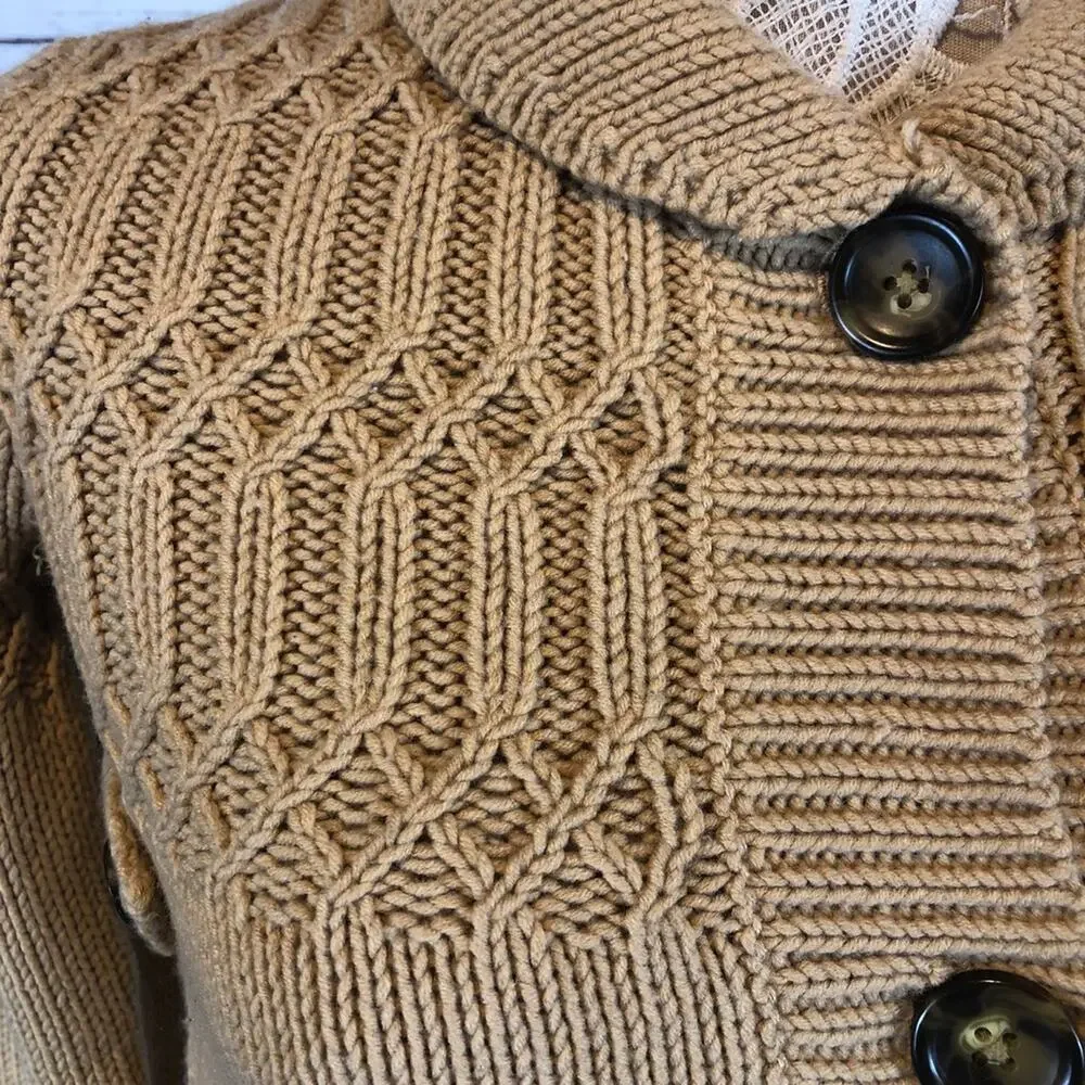 Gap kids cable knit long sweater Cardigan shawl collar size XL
